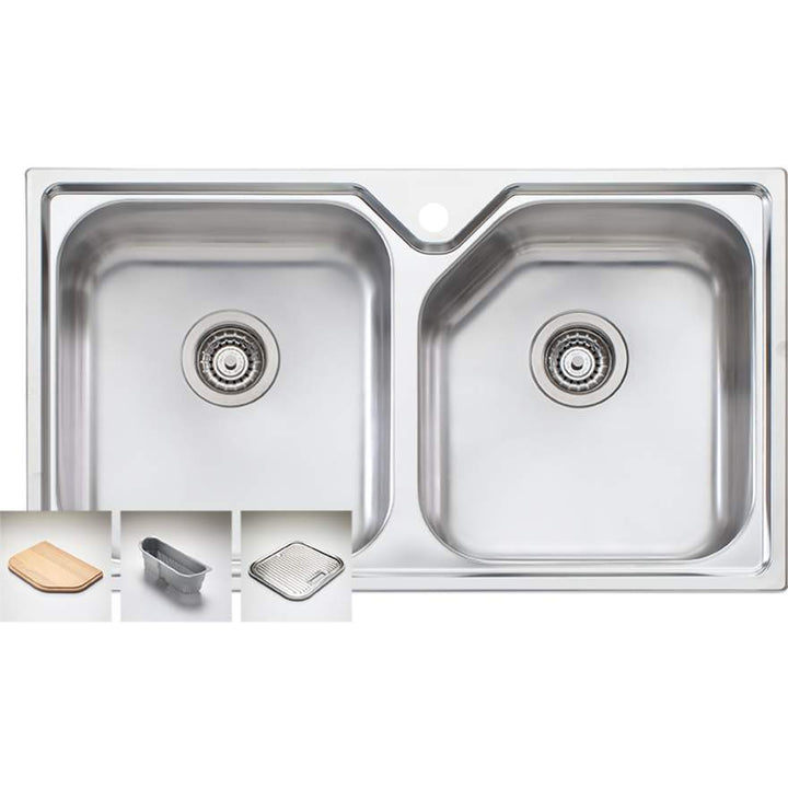 Oliveri Nu-Petite NP663 1 Tap Hole Sink 875mm Double Bowl