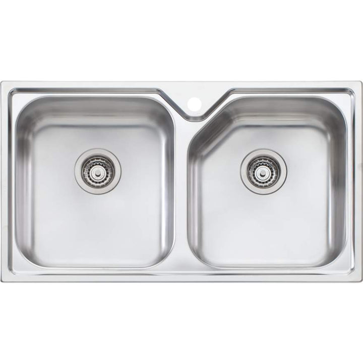 Oliveri Nu-Petite NP663 1 Tap Hole Sink 875mm Double Bowl