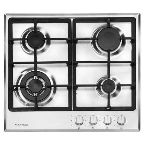 Artusi 60cm Gas Cooktop Stainless Steel 4 Gas Burners Including Wok and Flame Failure Device - Project Only