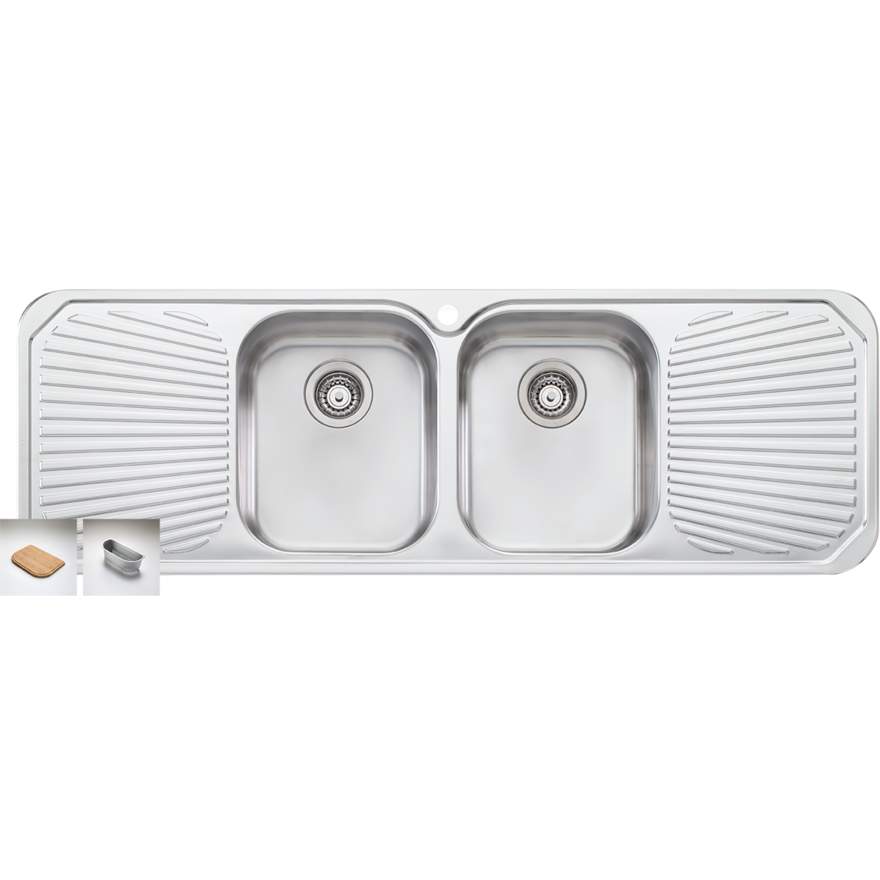 Oliveri  PE353 1 Tap Hole Sink 1430mm Centre Double Bowl