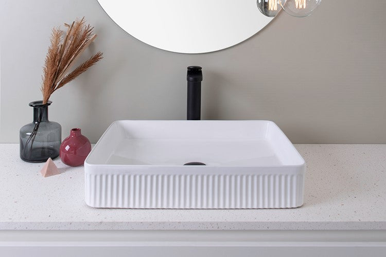 ADP Rectangular Fluted Above Counter Basins Gloss White