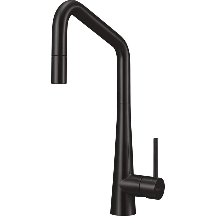 Oliveri Essente Square Goose Neck Stainless Steel Black Pull Out Mixer Lead Free