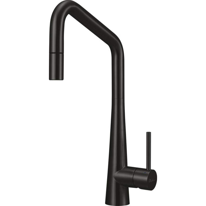 Oliveri Essente Square Goose Neck Stainless Steel Black Pull Out Mixer Lead Free