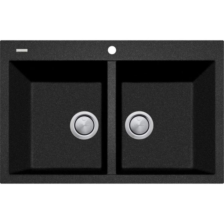 Oliveri Santorini St-BL1574 Black Double Bowl Top Mounted Sink