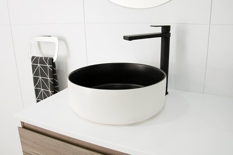 ADP Margot Duo White/Black Above Counter Basins Matte White Outside / Matte Black Inside