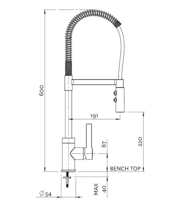 Methven Culinary Gaston Pull Down Sink Mixer Chrome Lead Free