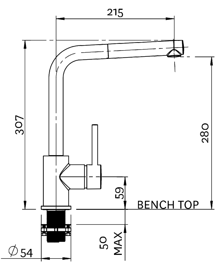 Methven Metro Pull Out Sink Mixer Lead Free