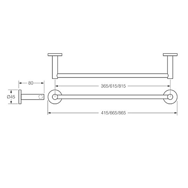 Caroma Circit Towel Rail 350mm Chrome