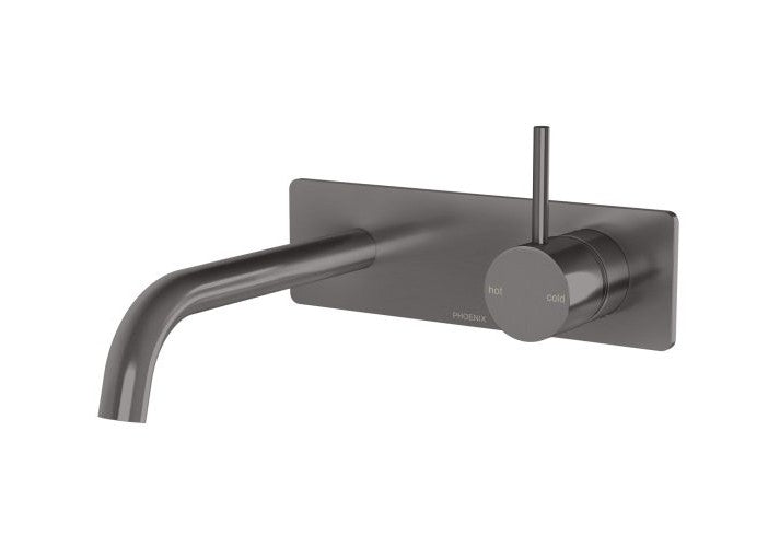 Phoenix Vivid Slimline Up Basin / Bath Wall Mixer Set Brushed Carbon Lead Free