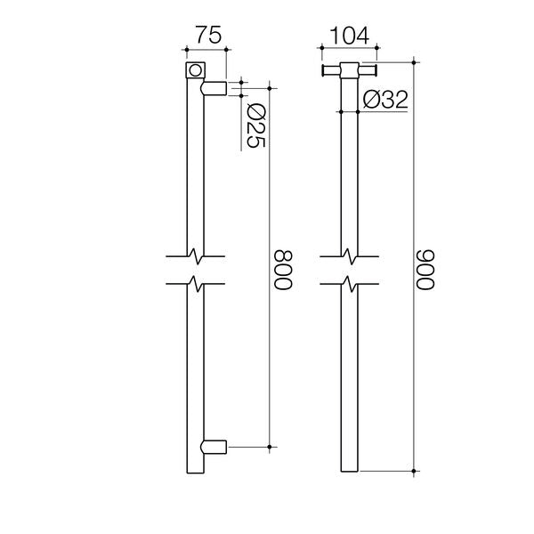 Liano II Heated Towel Rail Vertical Polished Stainless Steel