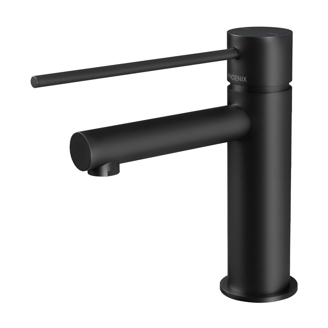 Phoenix Vivid Slimline Basin Mixer with Extended Lever Matte Black Lead Free