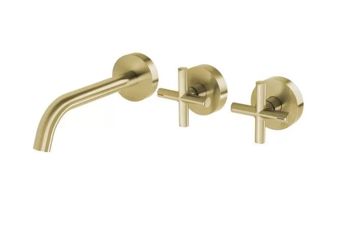 Phoenix Vivid Slimline Plus Wall Basin / Bath Hostess Set 180mm Outlet Brushed Gold