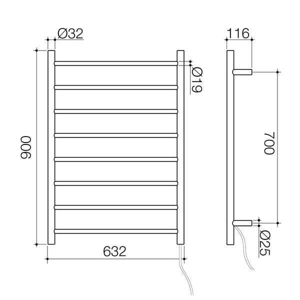Liano II Heated Towel Ladder  Brushed Brass