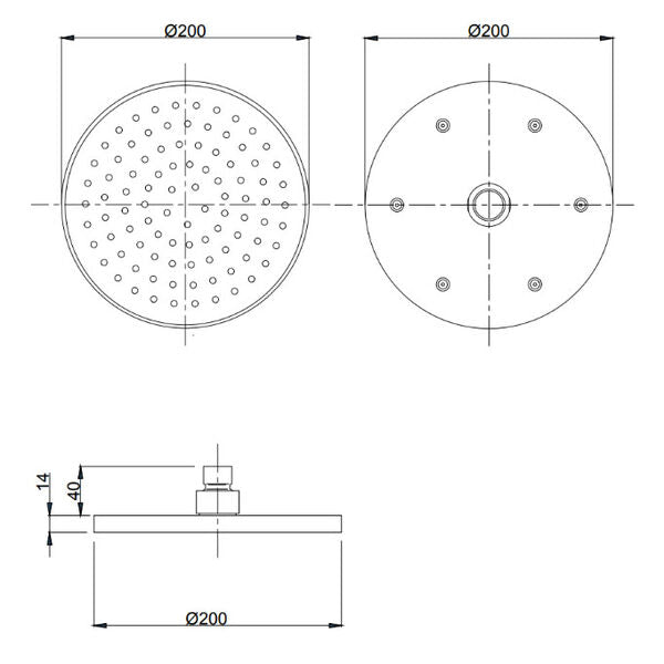 Methven Round Overhead Shower 200mm Graphite