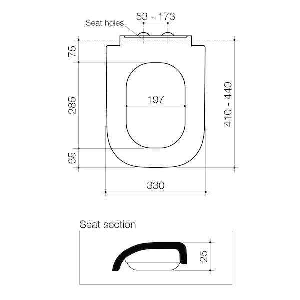 Caroma Luna Square Toilet Seat Soft Close Quick Release Blind Fix GG