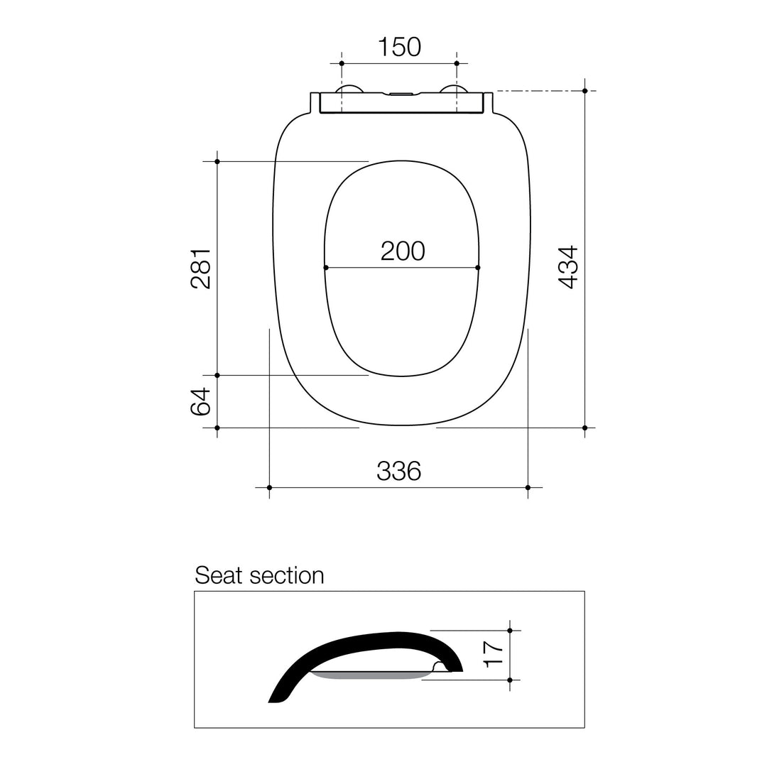 Caroma Contura II Toilet Seat Soft Close Matte Clay