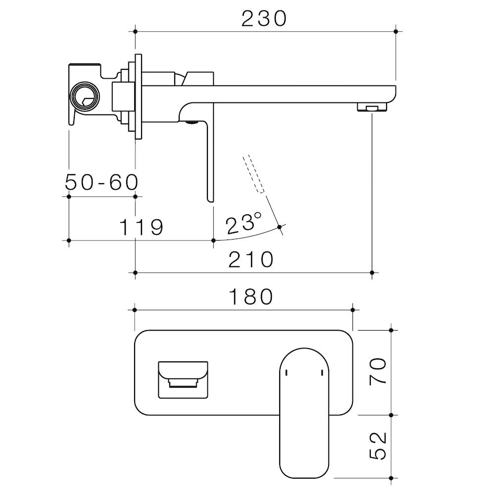 Caroma Luna Wall Basin/Bath Mixer Brushed Nickel