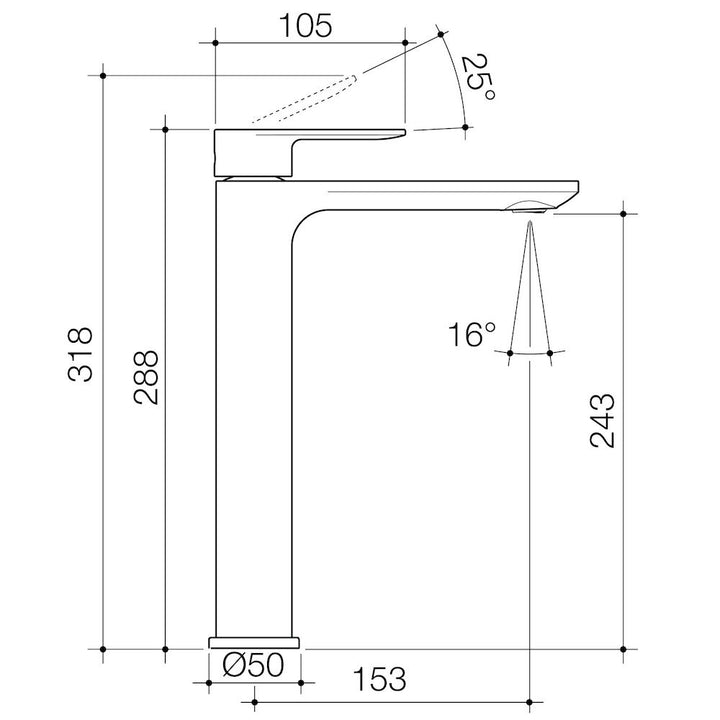 Caroma Urbane II Tower Basin Mixer Gun Metal Lead Free