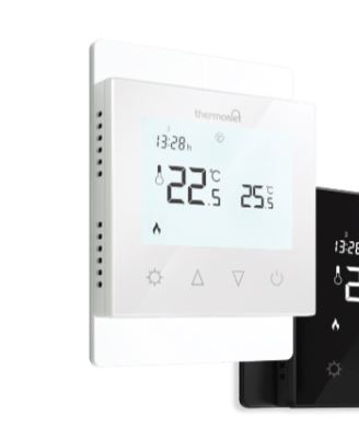 Thermotouch 7.6iG White Glass Thermostat 16A Max Load