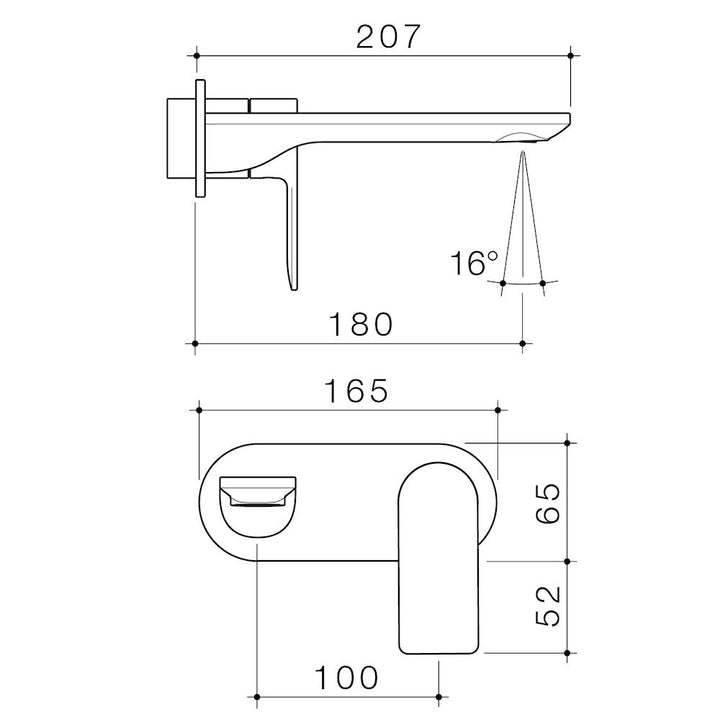 Caroma Urbane II Wall Basin / Bath Trim Kit Round Cover Plate Matte Black 180mm Lead Free