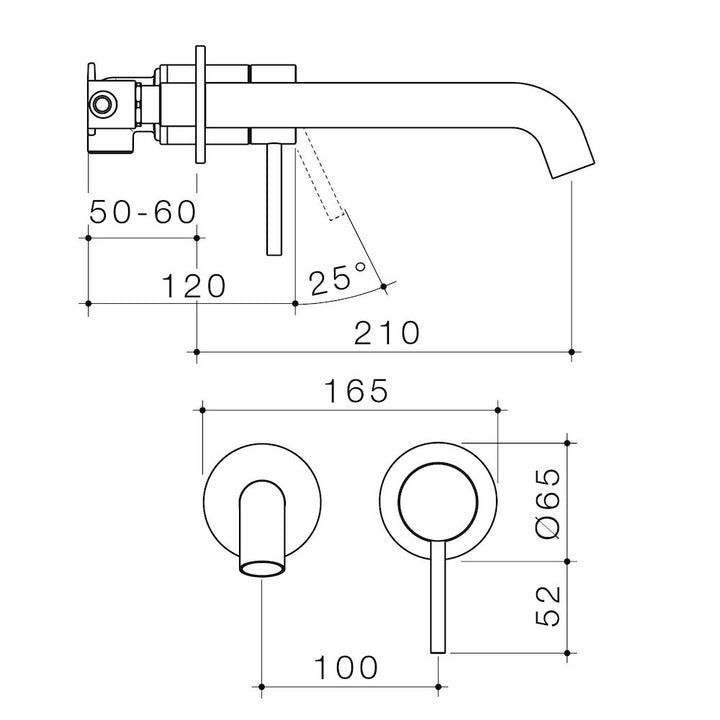 Caroma Liano II 210mm Wall Basin / Bath Mixer with 2 Round Cover Plates Gun Metal Complete Set 6 Star Lead Free