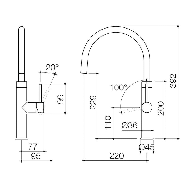 Caroma Liano II Sink Mixer - Brushed Brass