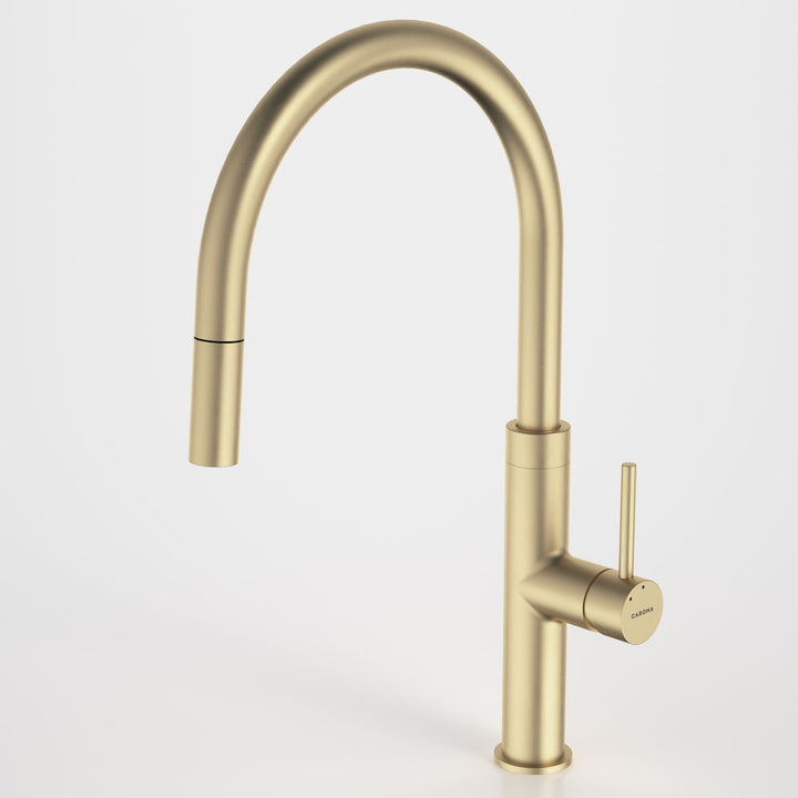Caroma Liano II Pull Out Sink Mixer Brushed Brass Lead Free