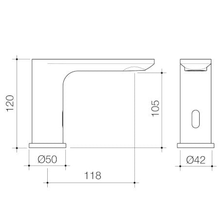 Caroma Urbane II Sensor Activated Hob Mounted Outlet/Tap Chrome Lead Free