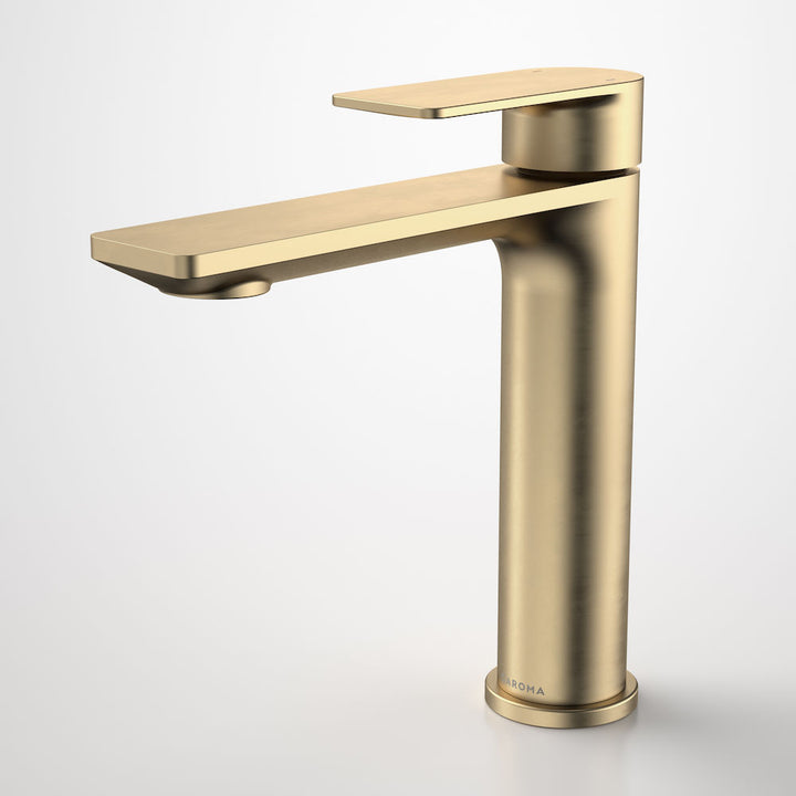 Caroma Urbane II Mid Tower Basin Mixer Brushed Brass Lead Free