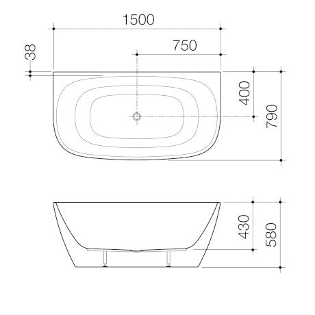 Caroma Contura II 1500mm Back to Wall Freestanding Bath - Matte Clay