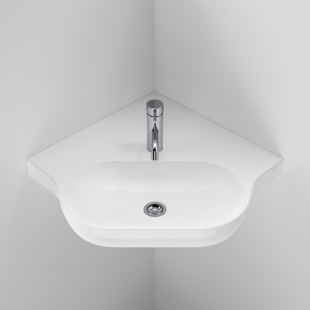 Caroma Opal Sole Corner Wall Basin 1 Tap Hole