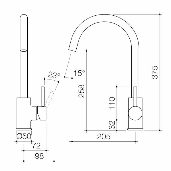 Caroma Stylus Blaze Pin Sink Mixer