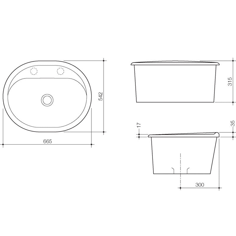 Caroma Metro Utility Basin - LHS 1 Tap Hole