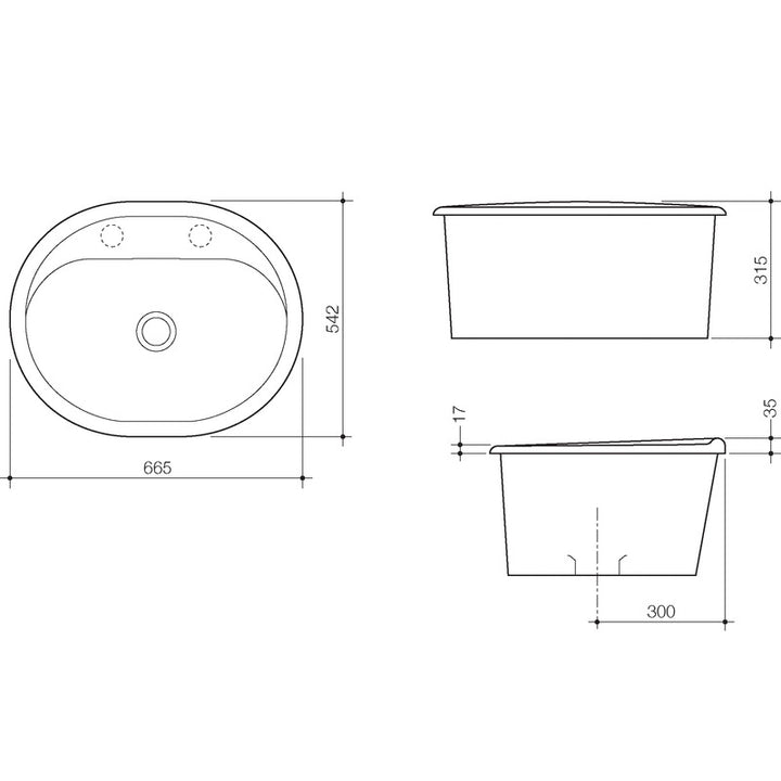 Caroma Metro Utility Basin - LHS 1 Tap Hole