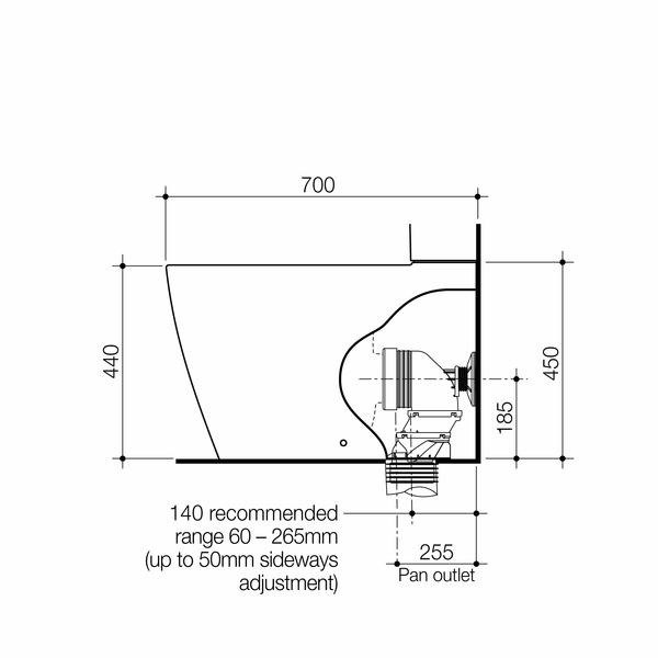 Caroma Urbane II Bidet Cleanflush Wall Faced Close Coupled Pan GermGard