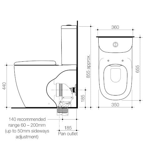 Caroma Contura II Cleanflush® Wall Faced Close Coupled Bottom Inlet Suite Matte White