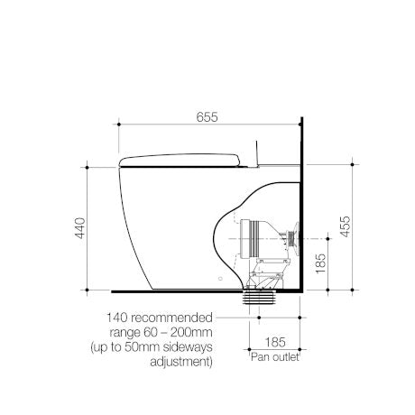 Caroma Contura II Cleanflush® Wall Faced Close Coupled Bottom Inlet Pan GermGard® Matte White