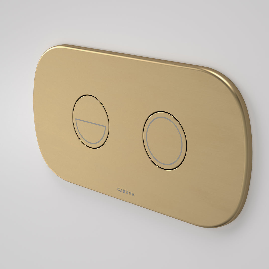 Caroma Contura II Invisi Series II® Round DC Dual Flush Button Panel Brushed Brass