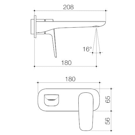 Caroma Contura II Wall Basin/Bath Mixer 180mm Trim Kit  Brushed Bronze