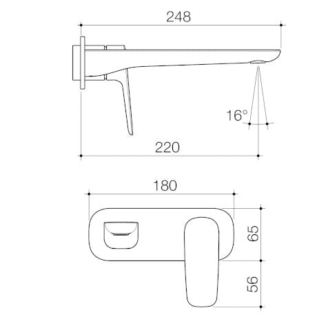 Caroma Contura II Wall Basin/Bath Mixer 220mm Trim Kit Chrome