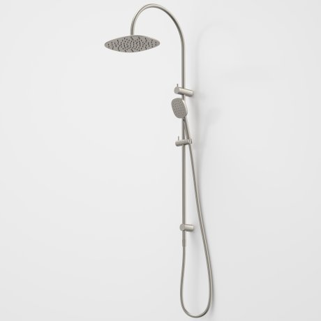 Caroma Contura II Rail Shower with Overhead Brushed Nickel