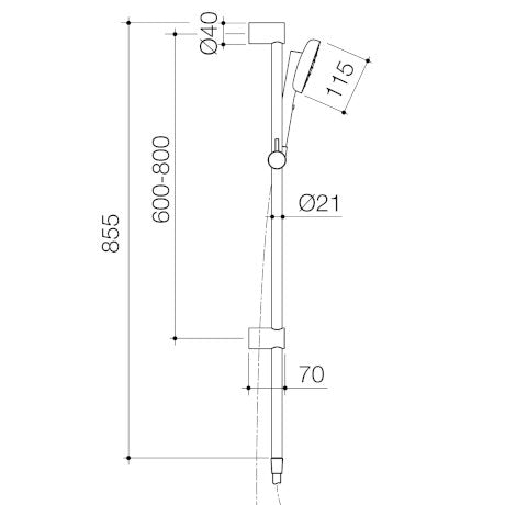 Caroma Contura II Rail Shower Brushed Brass