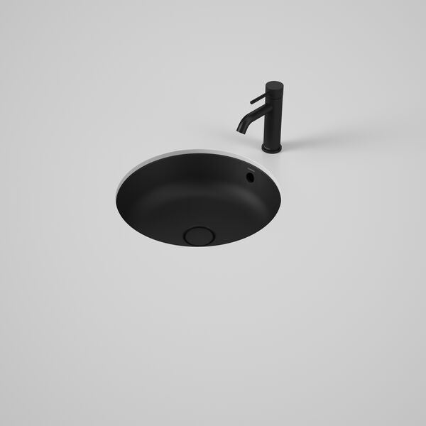 Caroma Liano II 440mm Round Under Counter / Over Counter Basin No Tap Hole with Overflow Matte Black