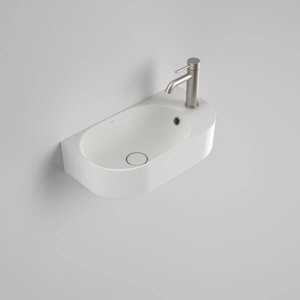 Caroma Liano II Hand Wall Basin 1 Tap Hole Overflow Matte White
