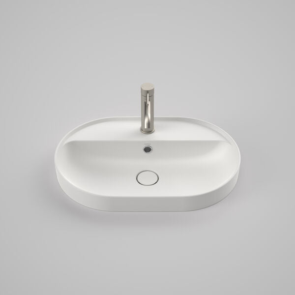 Caroma Liano II 600 Pill Inset Basin with Tap Landing 1 Tap Hole Overflow Matte White