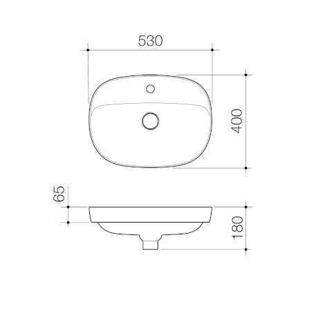 Caroma Contura II 530mm Inset Basin with Tap Landing (1 Tap Hole) Matte Clay