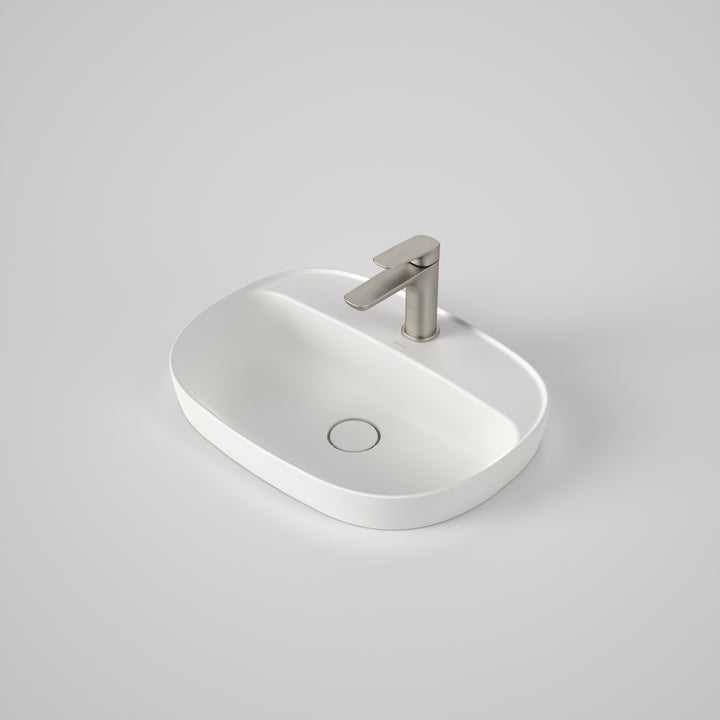 Caroma Contura II 530mm Inset Basin with Tap Landing (1 Tap Hole) Matte White