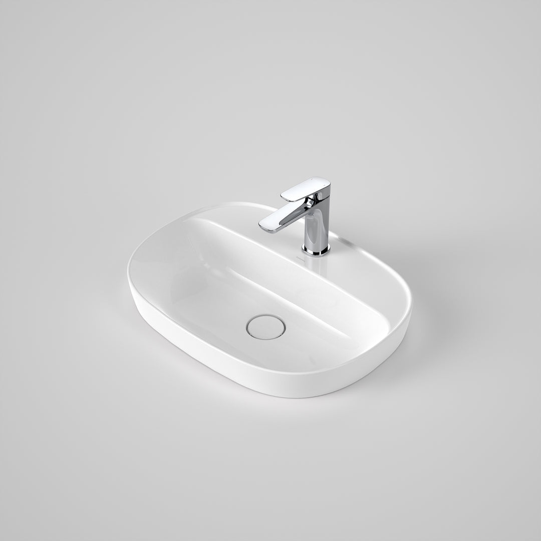 Caroma Contura II 530mm Inset Basin with Tap Landing (1 Tap Hole) White