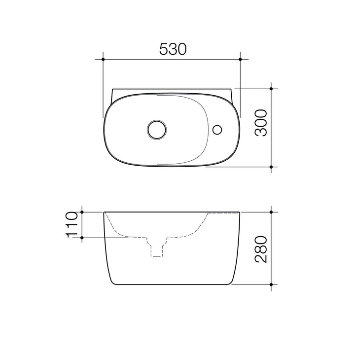 Caroma Contura II Hand Wall Basin (1 Tap Hole) White