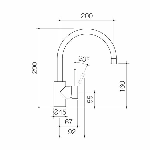 Caroma Pin Lever Sink Mixer Gooseneck 4 Star Lead Free